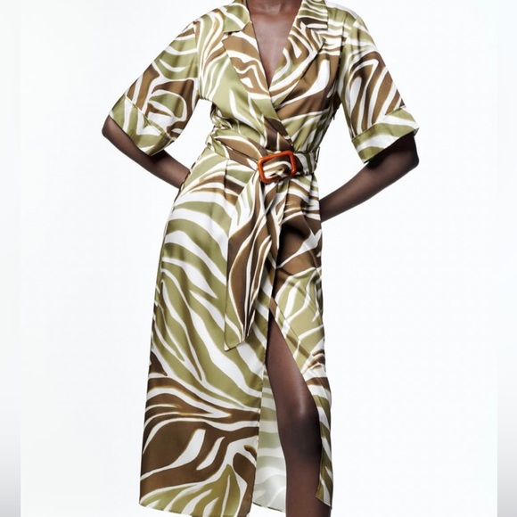 ZARA ANIMAL PRINT SHIRT DRESS- M - Picture 2 of 7